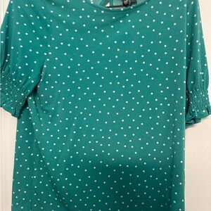 Adrianna Pipela Polka Dot Green Blouse NWT